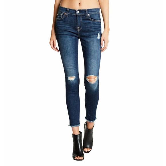 7 For All Mankind Denim - 7 For All Mankind Raw Hem Gwenevere Ankle Jeans